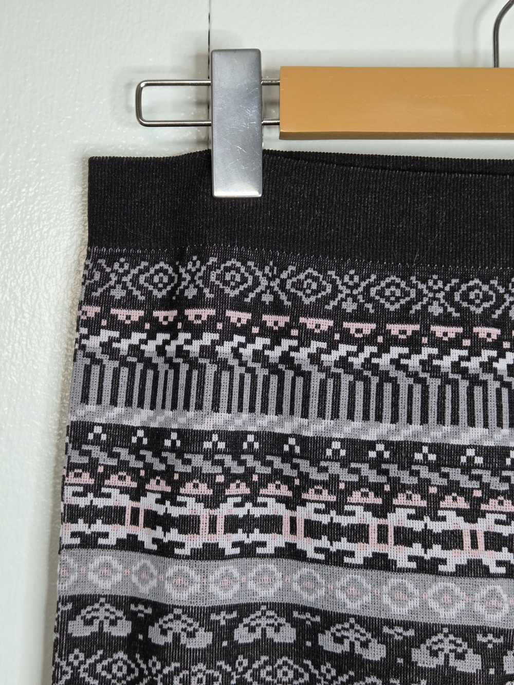 Ardene Women's M/L Black, Gray & Light Pink Patterned Leggings
